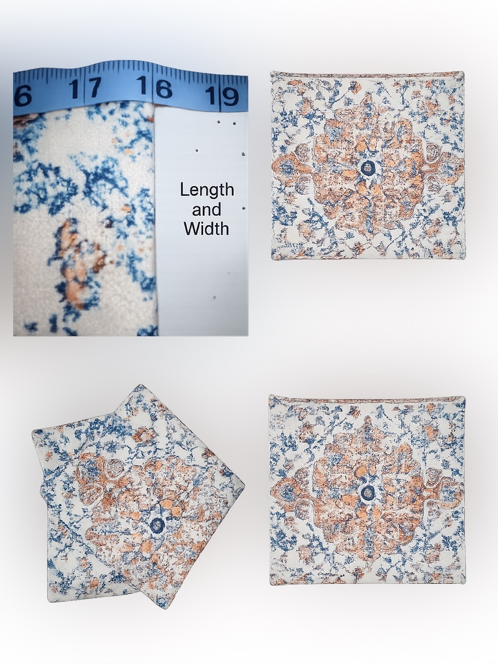 Boho 18x18 Pillow Covers Set of 2 Blue Rust Medallion Tapestry Style Boho Chic